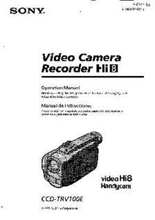 Sony CCD TRV 100 E manual. Camera Instructions.